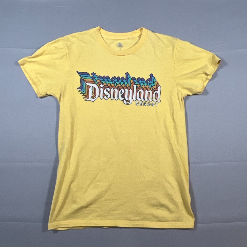 Disney T Shirt Womens Small Yellow Disneyland Resort Graphic Cotton Short Sleeve